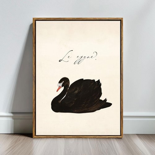 EAGLOG Vintage Black Swan Wall Art - Eclectic Farmhouse Canvas Print for Living Room | 8x10in