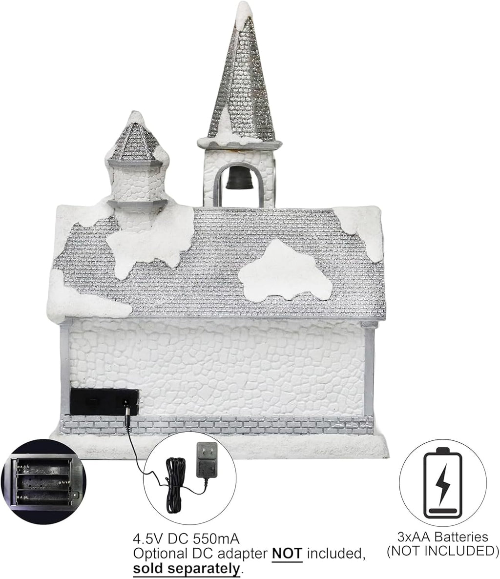 Moments In Time Lighted Musical Church - 11.7” Hand-Painted Christmas Village House | LED Décor Gift