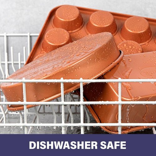 Gotham Steel Non-Stick Ceramic Bakeware Set - 5-Piece Dishwasher Safe Baking Pans | PFOA Free, No Warp