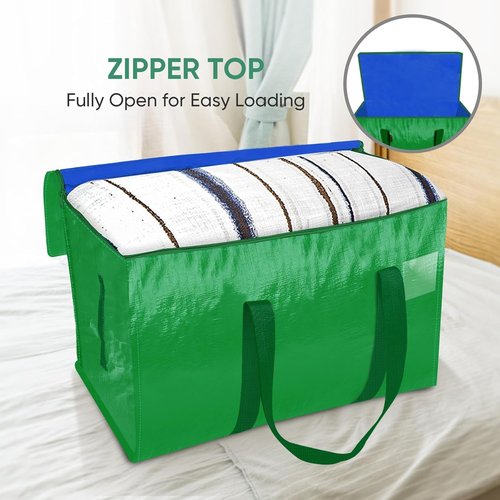 BALEINE Oversized Moving Bags - Heavy-Duty Storage Totes with Reinforced Handles | Light Green, 2-Pack