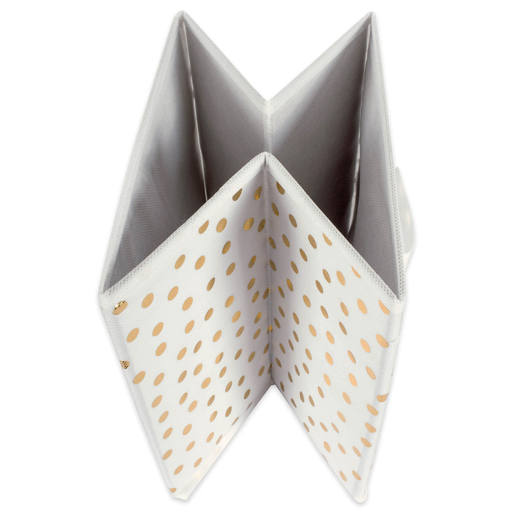 DII Non Woven Polyester Storage Bin, Polka Dot, White & Gold, Small Set of 4