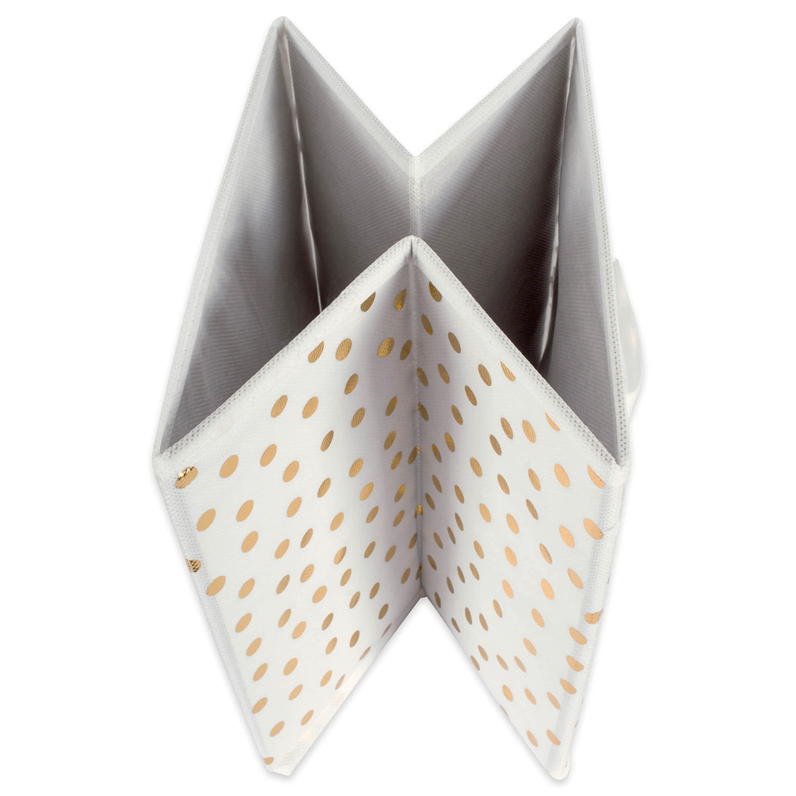 DII Non Woven Polyester Storage Bin, Polka Dot, White & Gold, Small Set of 4