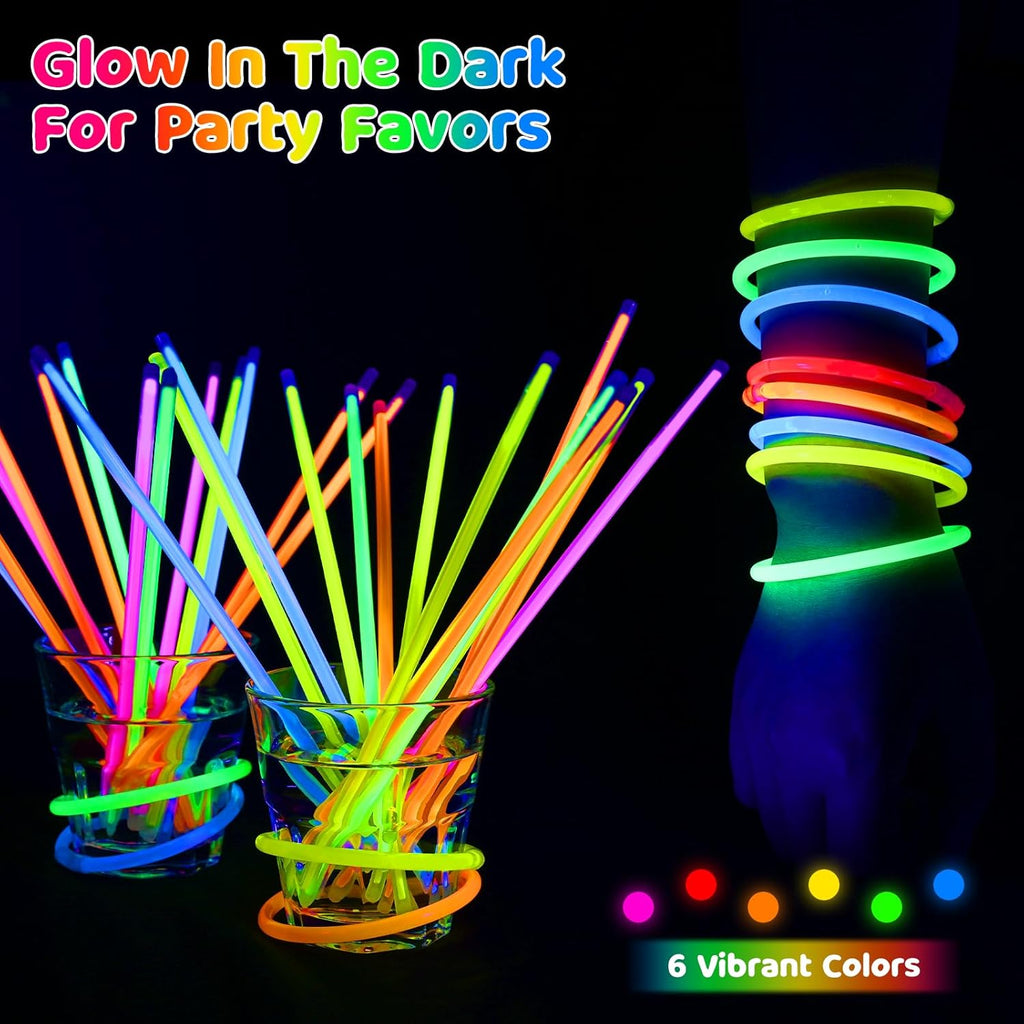 Mega-L Glow Sticks - 1000 Pcs Ultra Bright Glow Necklaces & Bracelets for Neon Parties | Bulk Party Supplies