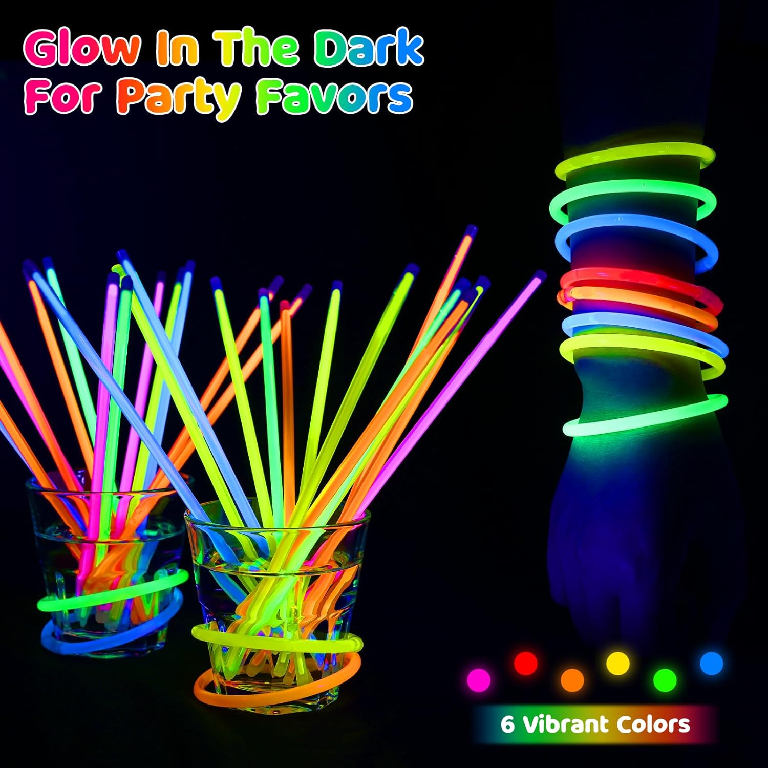 Mega-L Glow Sticks - 1000 Pcs Ultra Bright Glow Necklaces & Bracelets for Neon Parties | Bulk Party Supplies
