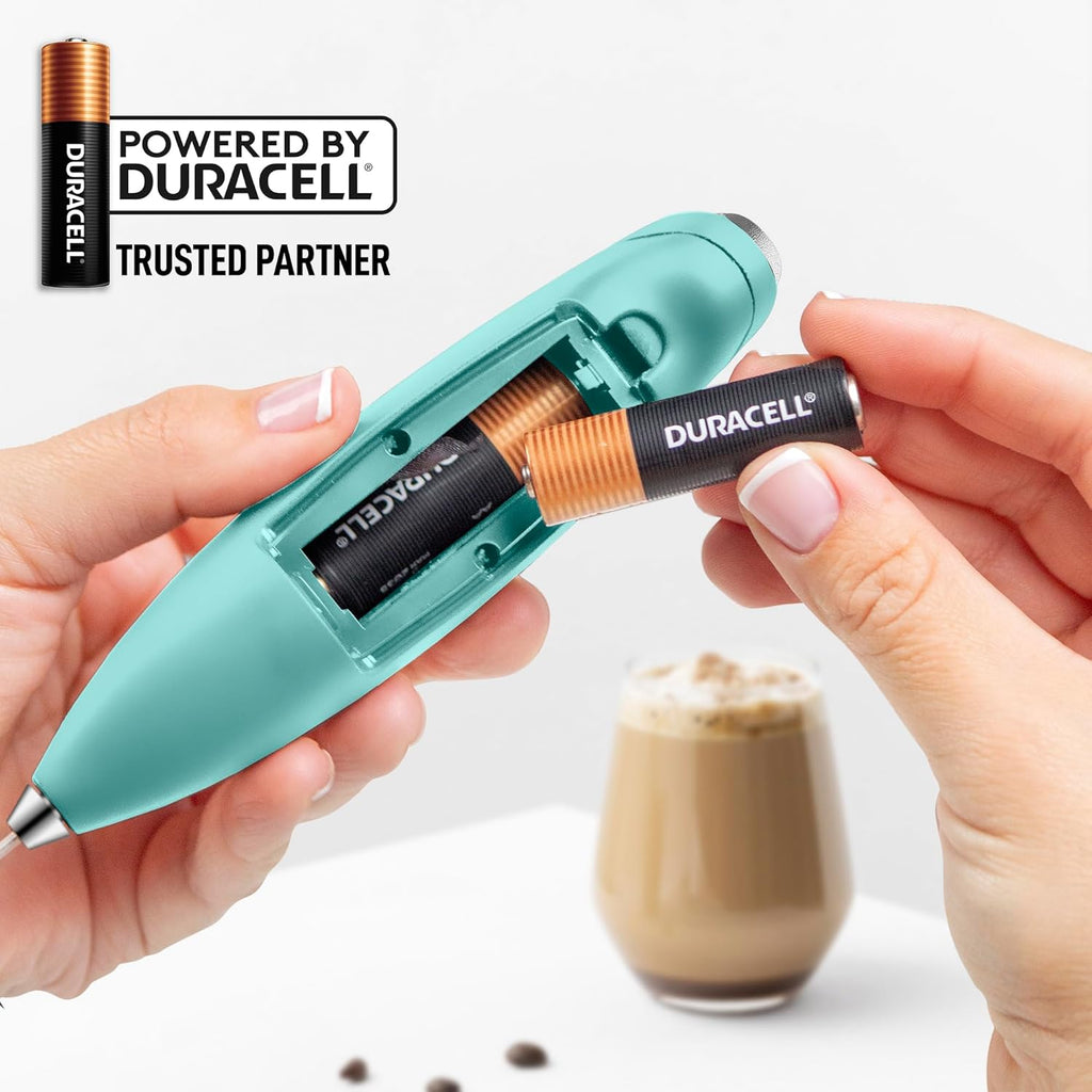 Zulay Kitchen Milk Frother - Powerful Handheld Whisk for Coffee, Lattes & Hot Chocolate | Includes 4 Duracell Batteries