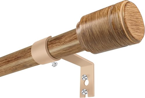 Adjustable 5/8” Diameter Wood Grain Curtain Rods by [Brand Name] | 30-60 Inch for 30-54 Inch Windows - 2 Pack with Brackets