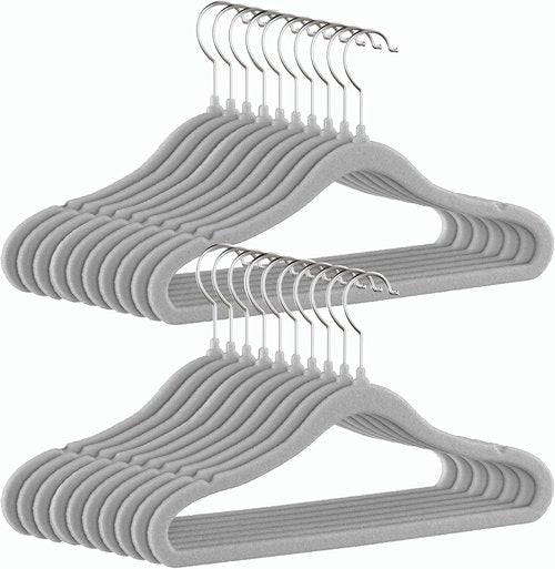 GoodtoU Velvet Baby Hangers - 11" Toddler & Infant Clothing Hangers | 20-Pack in Dark Grey