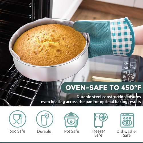 E-far 12-Piece Bakeware Set - Stainless Steel Baking Pans with Lids | Non-Toxic & Dishwasher Safe