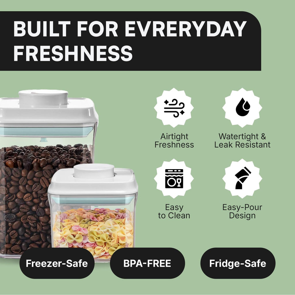 Bop Top Airtight Food Storage Containers with Lid Multi Pack | Kitchen Canister Sets | Air Tight Pantry Container | Pop Top Dry Food Storage Containers for Snacks, Sugar, Flour, Baking, Cereal, Pasta