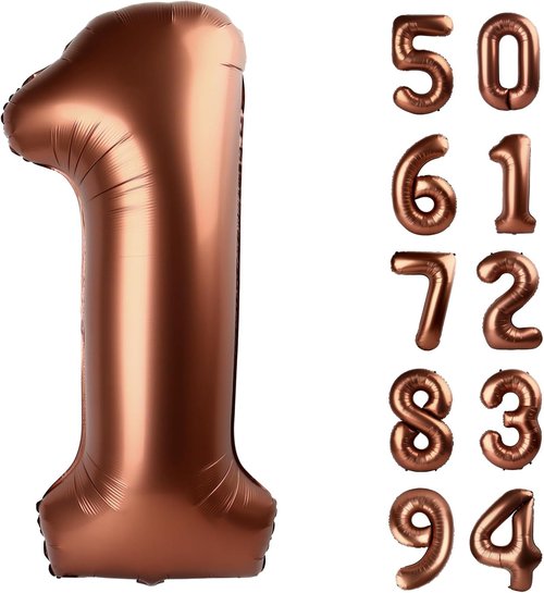 IWERP 40-Inch Dark Brown Number 1 Balloon - First Birthday Decorations for Boys & Girls