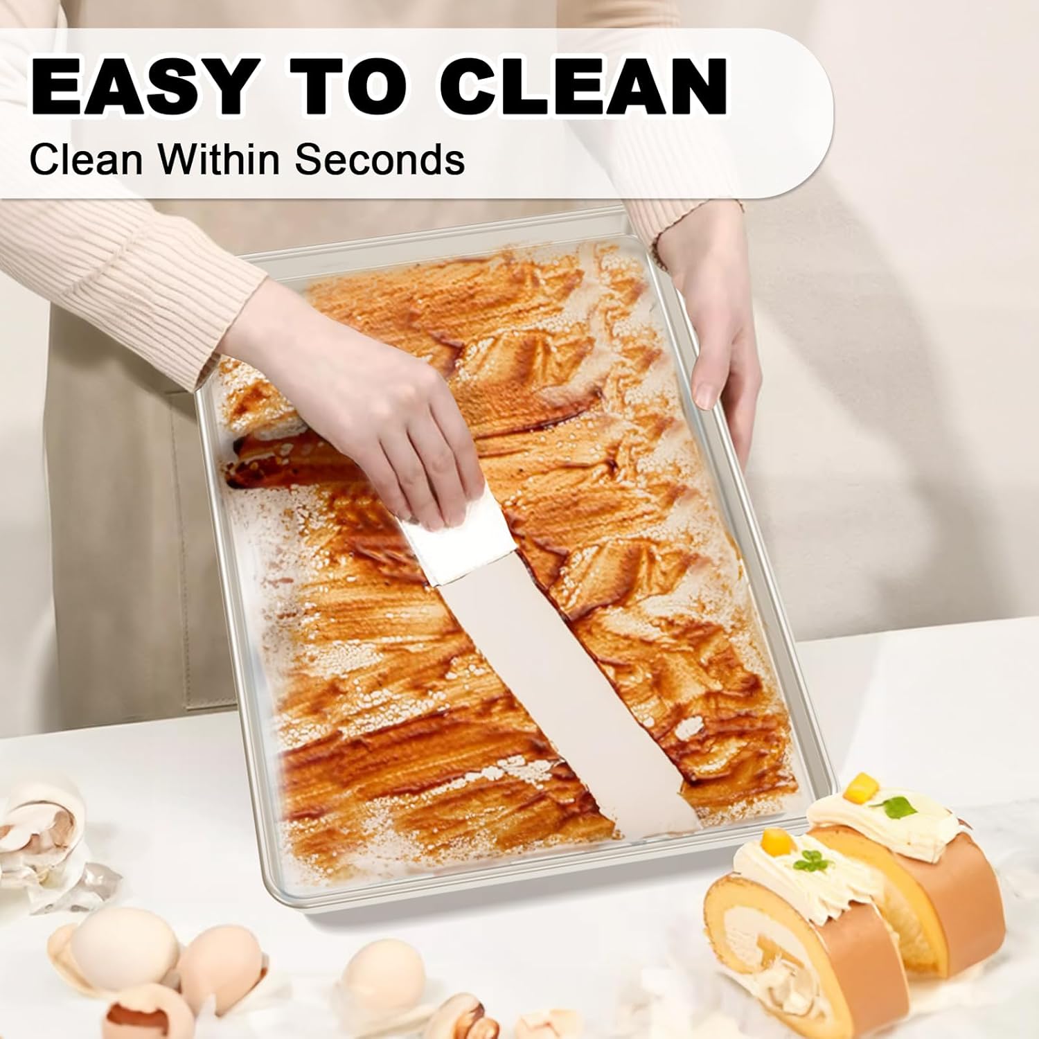 Natural Aluminum Baking Sheet Set by [Brand Name] - 24 Inch Extra Large Nonstick Cookie Trays | Commercial Quality & Warp Resistant