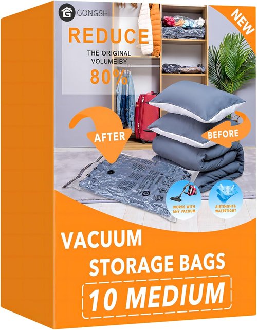 GONGSHI Vacuum Storage Bags - Space Saver Seal Bags for Clothing & Bedding | 10 M Size