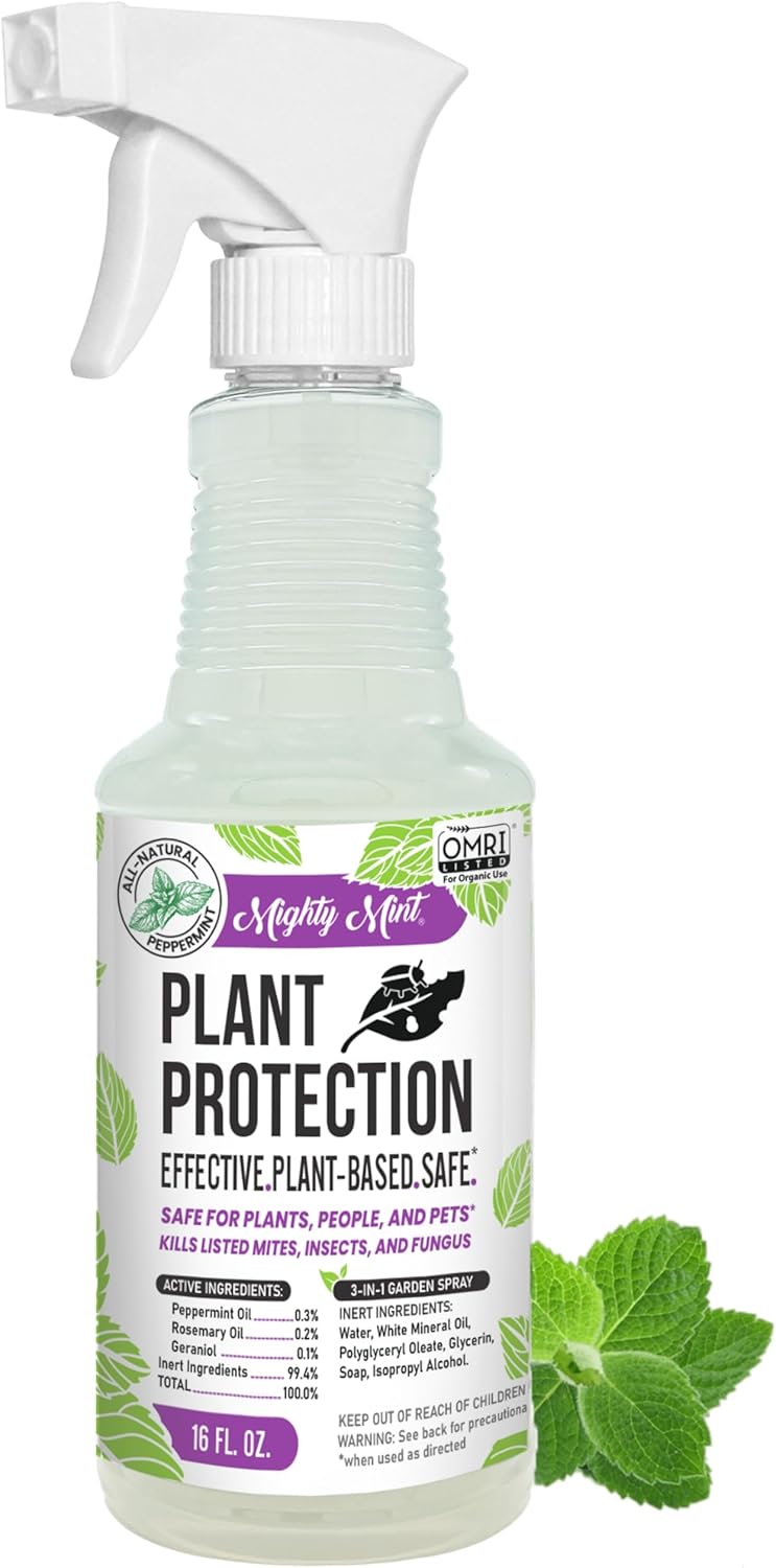 Mighty Mint Peppermint Oil Spray - Natural Insect & Pest Control for Plants - 16 oz, Easy-to-Use Formula