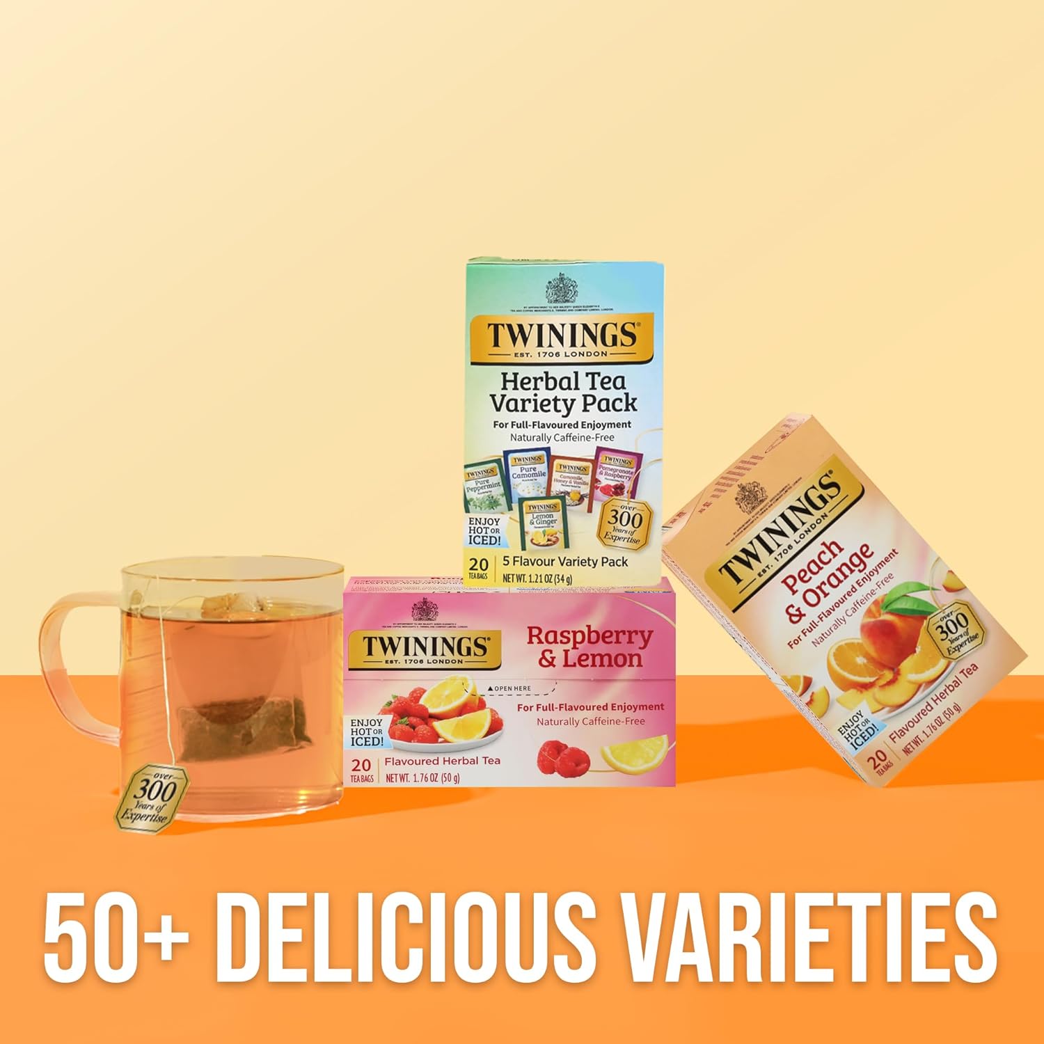 Twinings Herbal Tea Variety Pack - 20 Count (Pack of 6) | 5 Delicious Flavors, Naturally Caffeine-Free