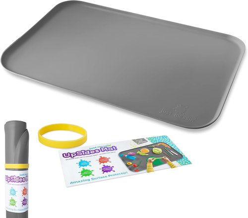Just Messin’ Silicone Art Mat - Reusable Non-Slip, Heat-Resistant Design with Raised Edges | 16"x26", Gray