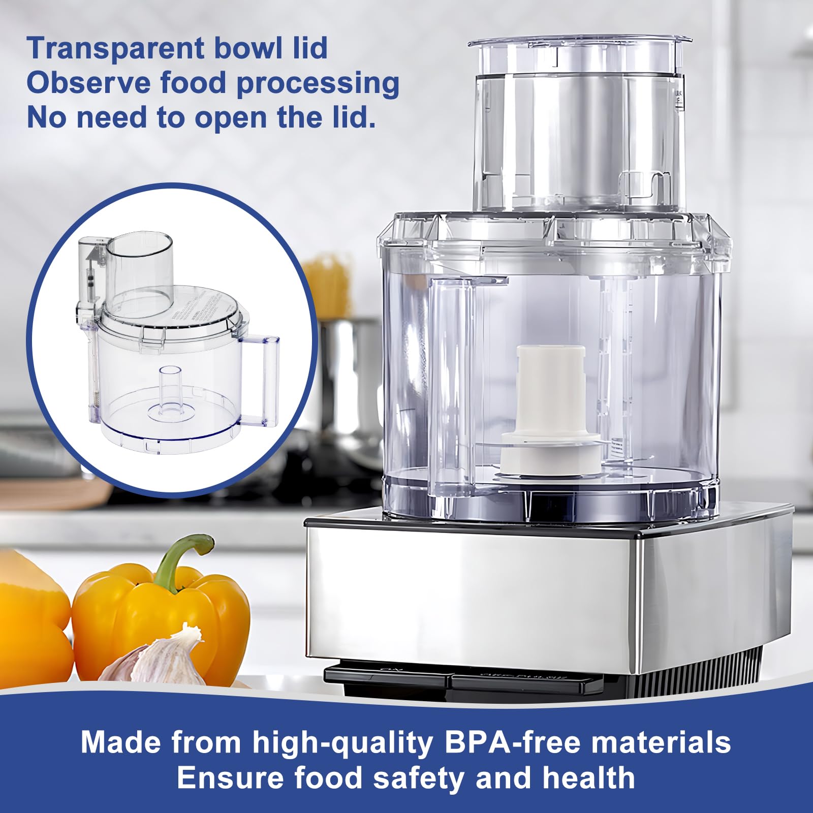 4 Locking Tabs DLC-005AGTXT1 Bowl and DFP-14NWBCT1X Cover 14-cup Food Processor Work Bowl Kits Fits Cuisinart DFP-14, DFP-14BCN, DFP-14BCNY Models