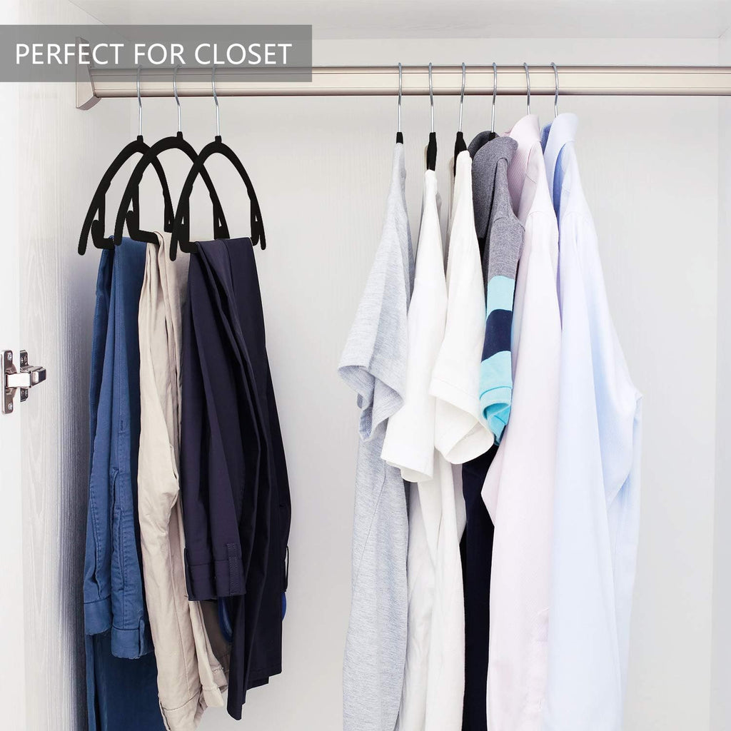 MIZGI Premium Velvet Hangers - Heavy-Duty Non-Slip Suit Hangers with Chrome Hooks | 50 Pack, Space-Saving Design