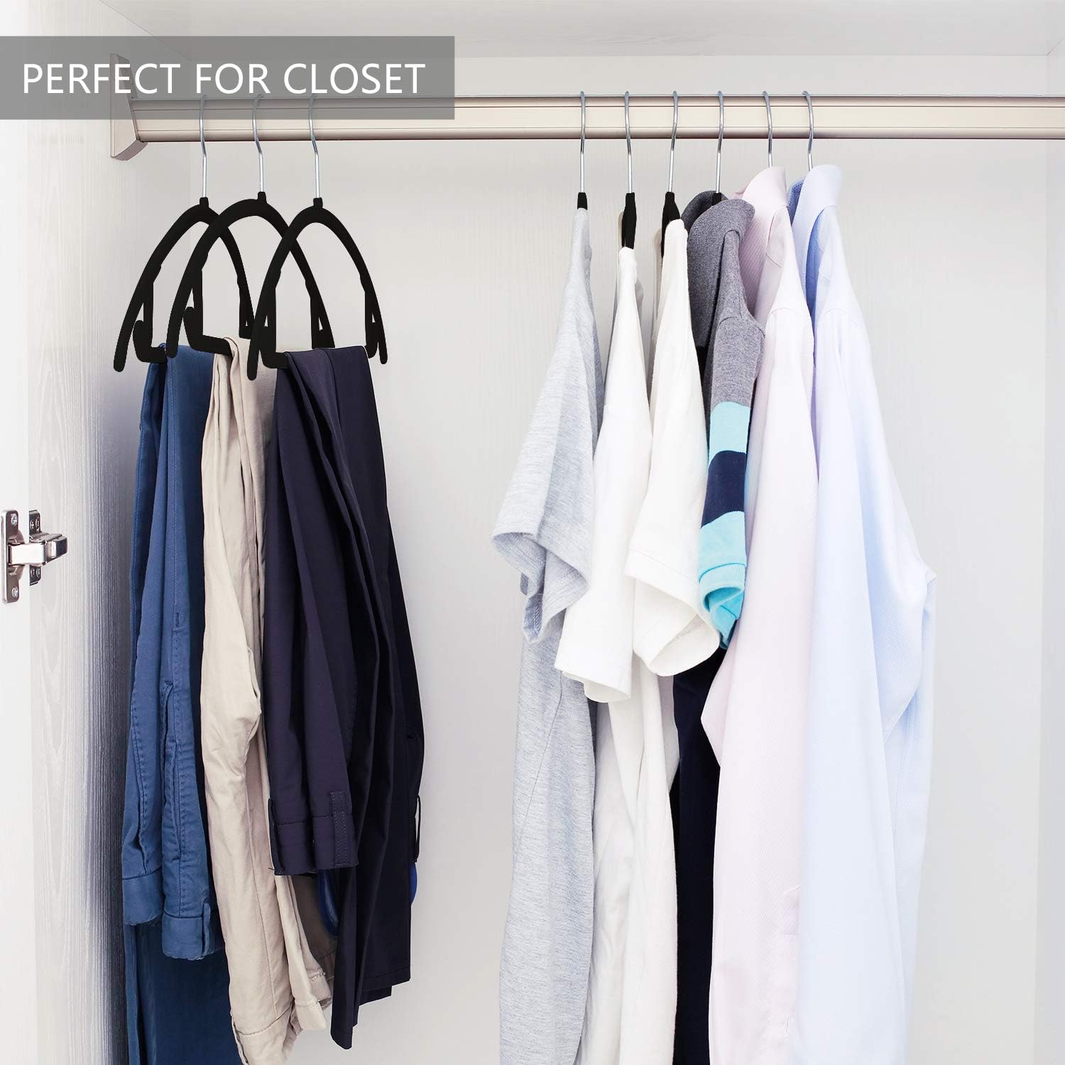 MIZGI Premium Velvet Hangers - Heavy-Duty Non-Slip Suit Hangers with Chrome Hooks | 50 Pack, Space-Saving Design