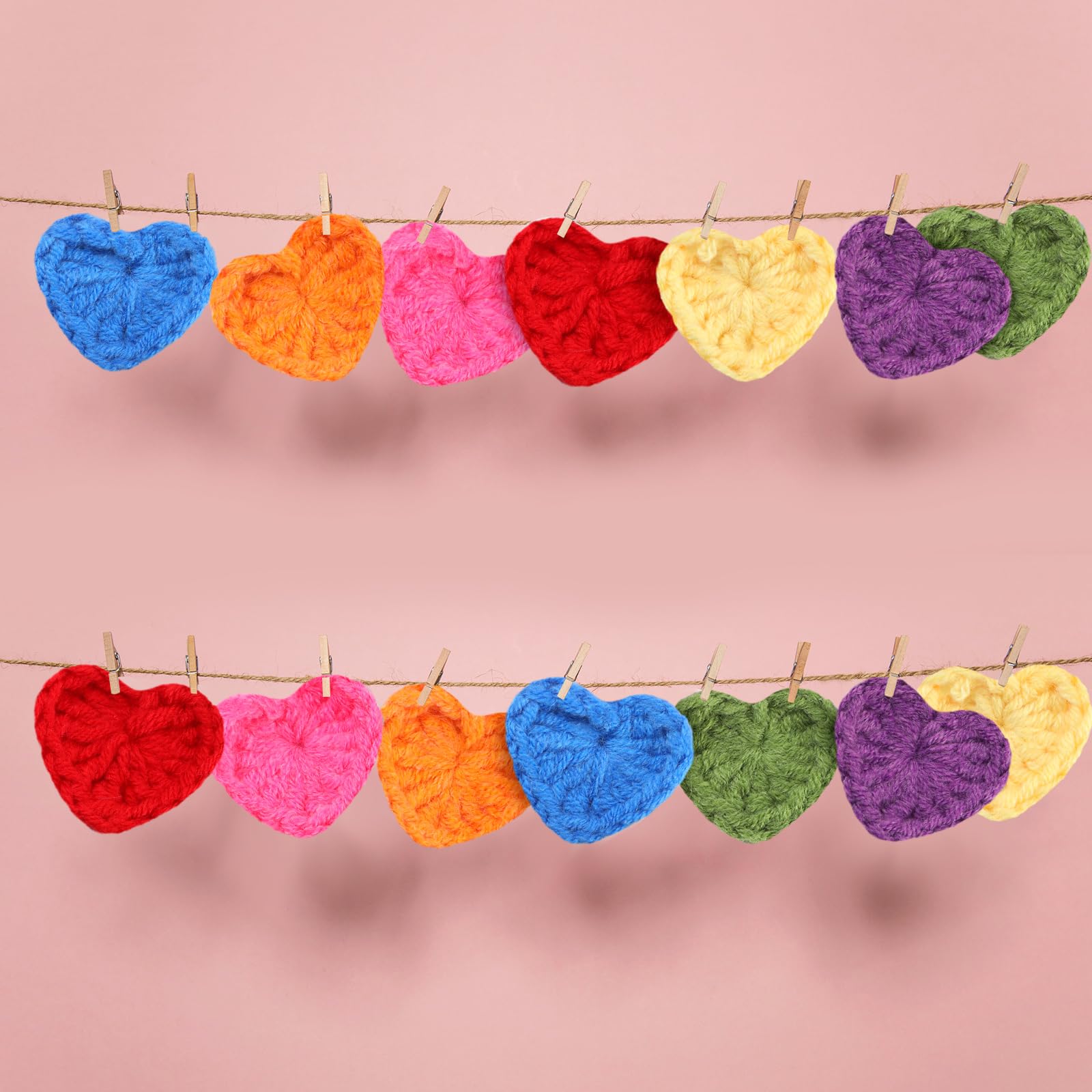 Mindsoft 35 Sets Emotional Cheer Support Gift Bulk Cute Hand Crocheted Pocket Hug Heart Inspirational Cards and Bags Party Favor for Preschool Toddler Boy Girls