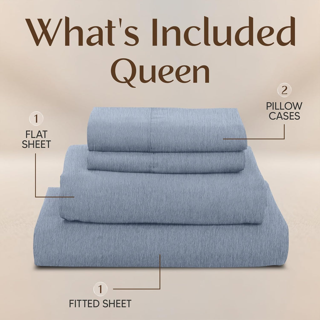 Utopia Bedding Queen Size Sheet Set - Soft, Breathable Microfiber - 4-Piece in Heather Navy