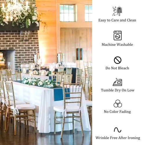 Fivenl 8 Pack Premium White Tablecloth 90 x 132 Inch, Rectangle Table Clothes for 8 Foot Tables Washable Polyester Fabric Table Covers for Wedding Party Reception Banquet Buffet Restaurant