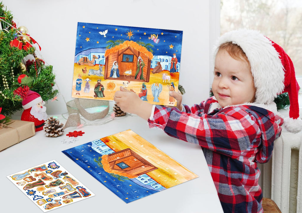 WhatSign Nativity Sticker Advent Calendar for Kids - 2025 Christmas Christian Religious Countdown Calendar Nativity Advent Calendar for Kids Children Boys Girls