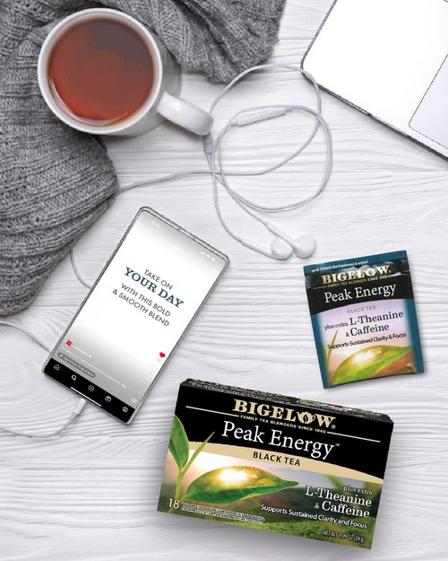 Bigelow Tea Peak Energy plus extra L-Theanine & Caffeine, 18 Count (Pack of 6), 108 Total Tea Bags