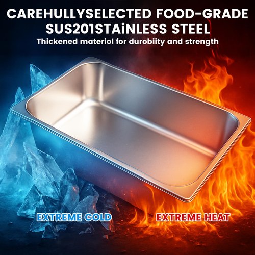 Hotel Pans Deep Steam Table Full Size Pan Set, Steam Table Pans with Lids, Stainless Steel Commercial Food Storage Containers Stackable Metal Steamer Pan(6" Deep 6 Pack, 1/1 Size)