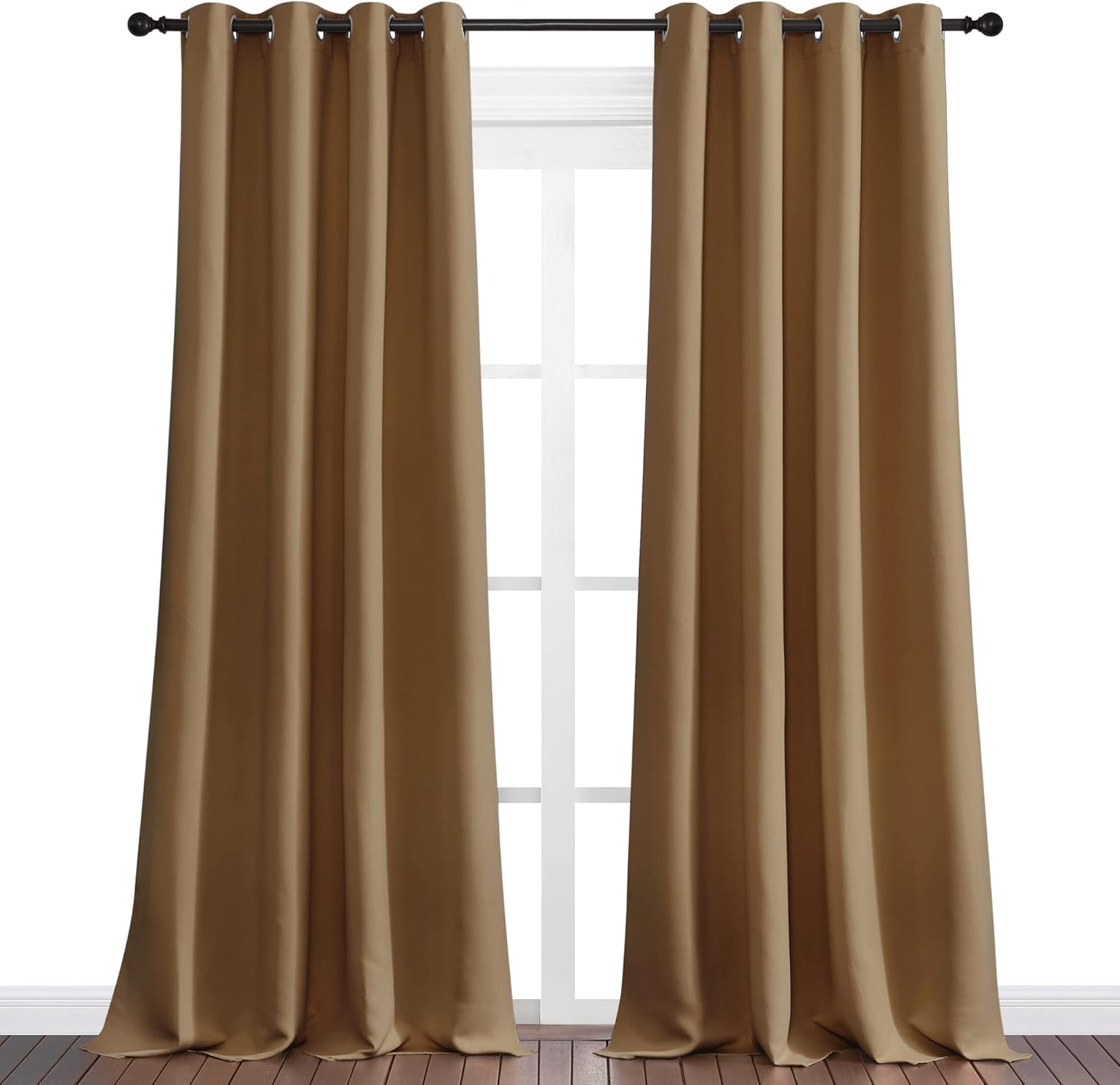 NICETOWN Blackout Curtains - Noise Reducing 102-Inch Length, 2 Panels, Gold Brown | W55 x L102 for Luxury Decor
