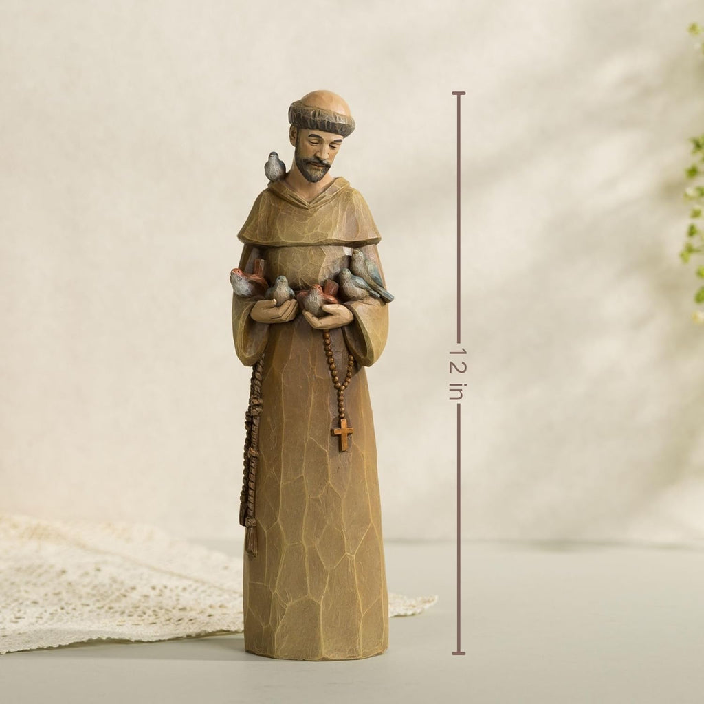 St. Francis Statue - 12 Inch Premium Resin Sculpture | Preaching to Birds, Perfect for Garden Decor