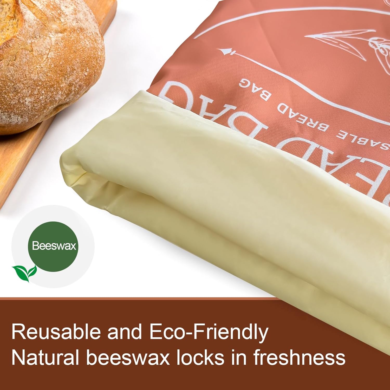 Beeswax Bread Bags - 2 Pack XL Reusable Food Storage Bags for Sourdough | Eco-Friendly & Freezer-Safe (Orange & Grey)