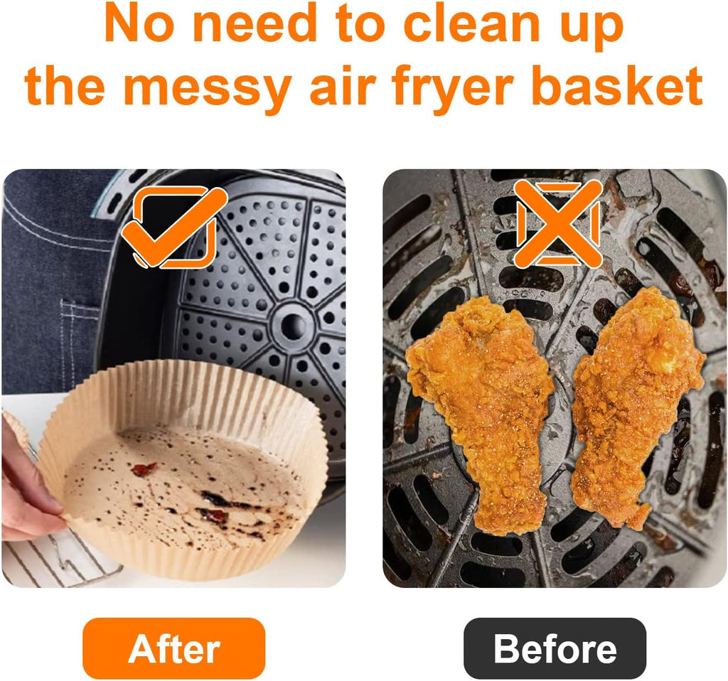 SIUDANGKA Air Fryer Liners - 125 Pcs Disposable Paper for Ninja & Most 4-8QT Air Fryers