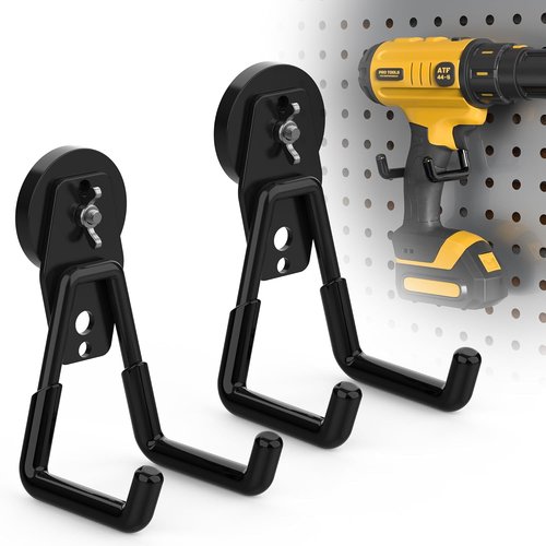 Heavy Duty Magnetic Hooks by NdFeB - Extra Strong Utility Storage Holders | Anti-Slip Coating, 2 Pcs