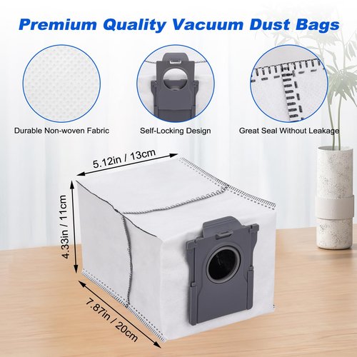 Dust Bags Compatible with Dreame X50 X40 X30 L50 L40 Ultra/ L10S Pro Ultra/ L10S Ultra Gen 2/ L10S Plus/ D10 Plus Gen 2/ Mova E30 V50 Ultra P50 Pro Ultra, 3L Large Disposable Vacuum Bag (8 Pack)