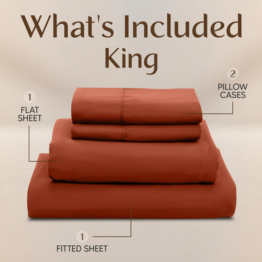Utopia Bedding King Size Sheet Set - 4 Piece Soft Microfiber Bed Sheets | Oeko-Tex Certified, Orange