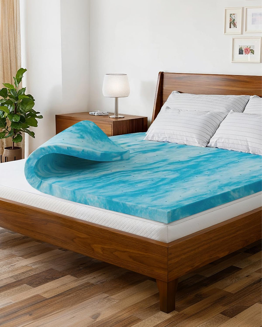 Queen Memory Foam Mattress Topper by [Brand Name] - Cooling Gel Infused for Pressure Relief & Pain-Free Sleep - CertiPUR-US & Oeko-TEX Certified