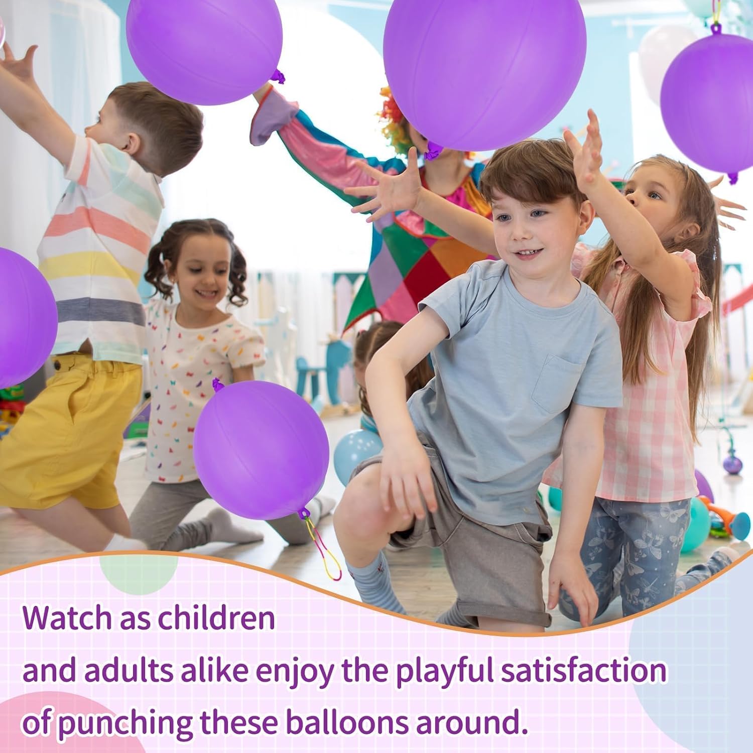 Purple Punch Balloons - 36 Pcs with Rubber Band Handle for Easy Grip | Perfect for Kids’ Birthday Parties