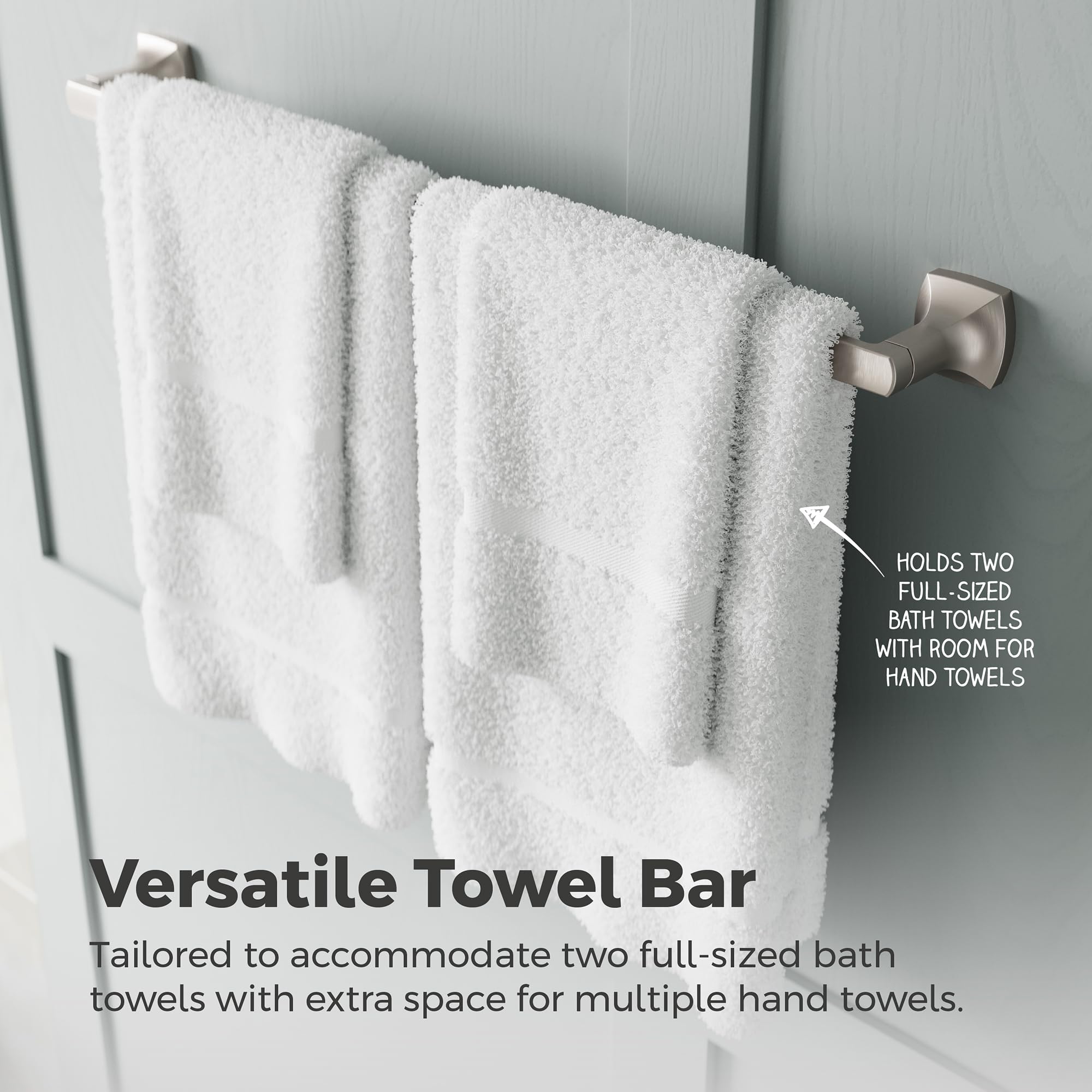 Pfister Vaneri Bath Towel Bar for Bathroom, 24-Inch, Wall-Mounted, Screw-In, Spot Defense Brushed Nickel Finish, BTBVRI2GS
