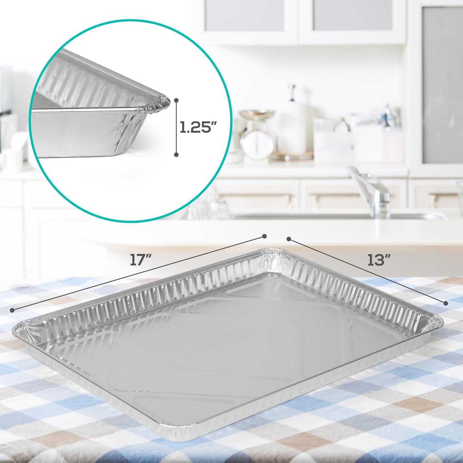 PLASTICPRO Aluminum Cookie Sheets - Premium Quality Heavy-Duty Disposable Baking Pans | 13 x 17 Inches, 5 Pack