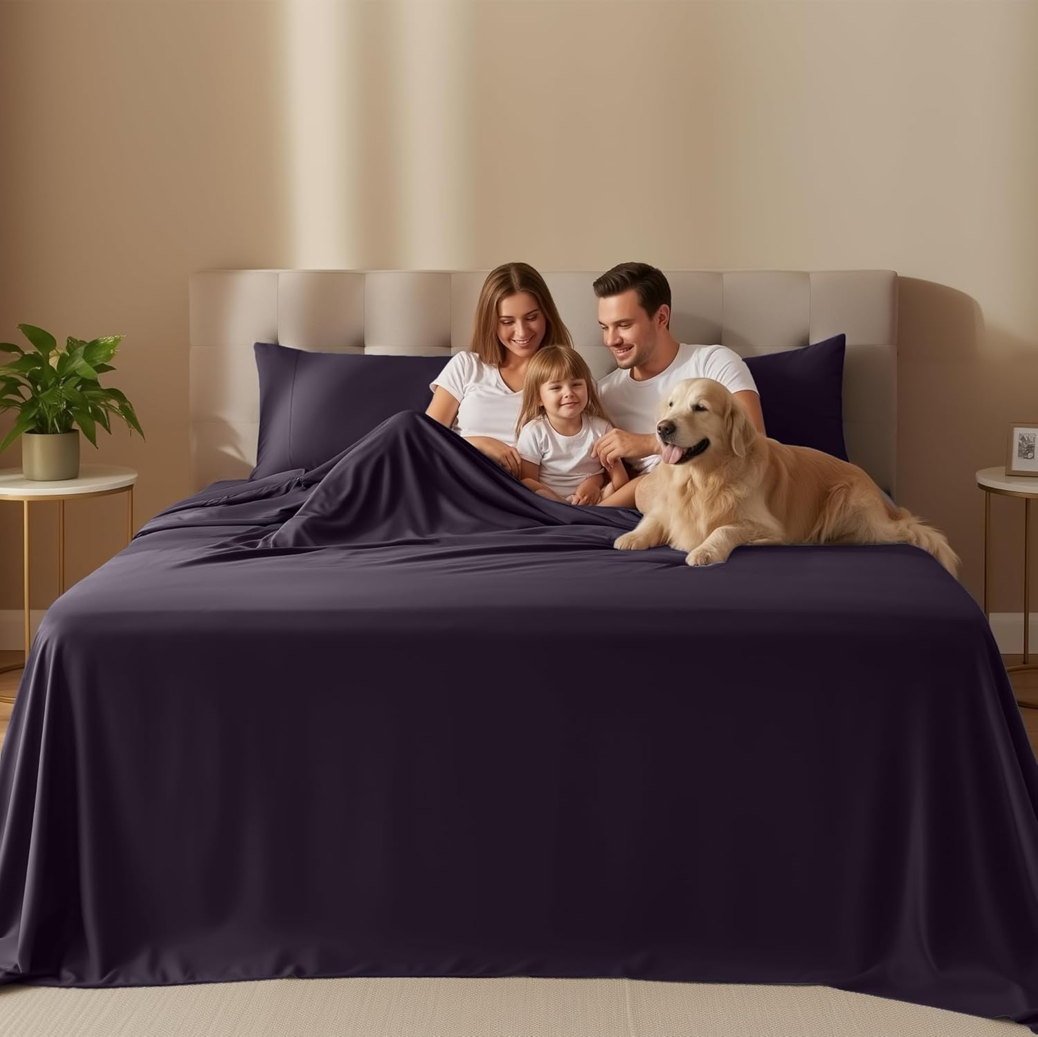 Utopia Bedding California King Sheet Set - 4-Piece Soft Microfiber Bed Sheets | Oeko-Tex Certified (Purple)