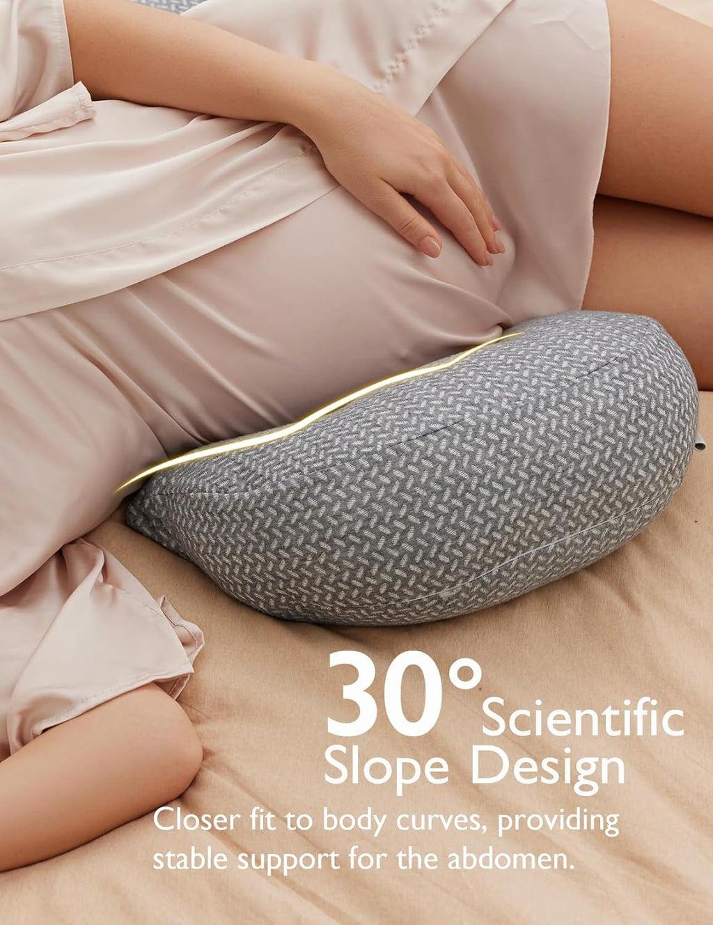 Momcozy Portable Pregnancy Pillow - W Shaped Maternity Support for Side Sleepers | Adjustable Travel Wedge for Back, Belly & Hip Relief - Deep Grey