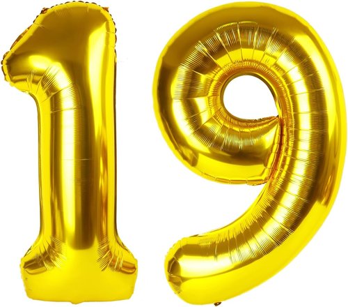 Gold Number 19 Balloons by 40Inch | Premium Foil Birthday Decorations for Men & Women