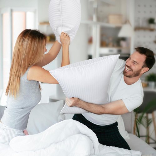 COZSINOOR Goose Feather Pillows - Queen Size Set of 2 | Soft 600 TC Cotton Cover, Fluffy Down Alternative for All Sleepers