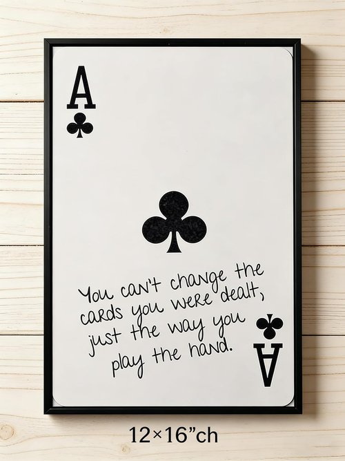 GEFQBBLD Funny Lucky Ace Poker Wall Art - Trendy Black & White Canvas Print | 8x10in Framed Decor