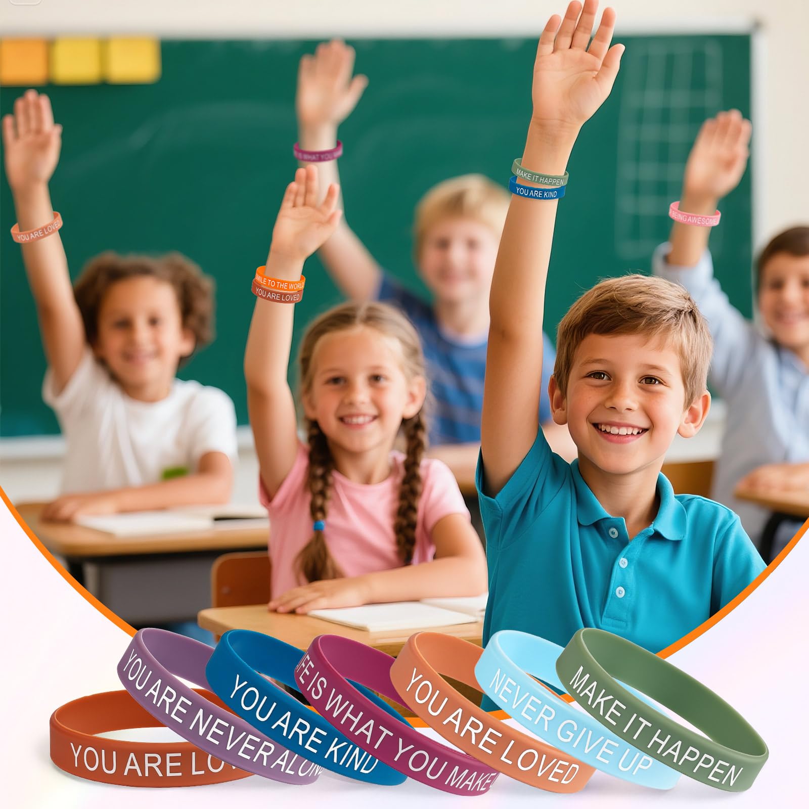 VICROIC 30 PCS Motivational Quote Silicone Bracelets, Inspirational Rubber Wristbands, Colorful Inspiring Silicone Bracelets for Office Classroom Rewards Gifts Party Favors Supplies