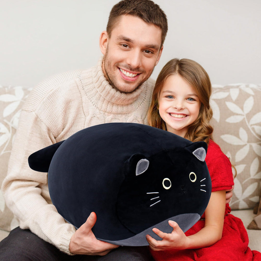 Wepop Giant Black Cat Plush 20 in - Kawaii Black Cat Stuffed Animal, Cute Plushies Pillows Gifts for Kids Adults Boys and Girls
