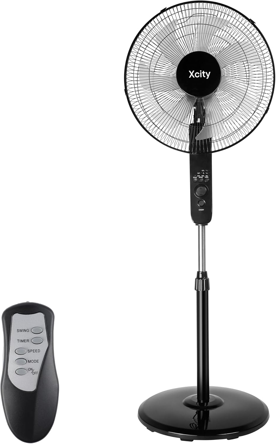 Xcity 16-Inch Oscillating Pedestal Fan - High Velocity, Remote Control, Adjustable Height & Tilt | Quiet for Bedroom & Office