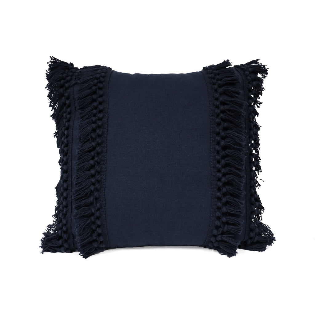 Lush Decor Modern Tassel Decorative Throw Pillow, 20" W x 20" L, Navy - Square Pillow - Throw Pillows For Bed, Couch, Or Chair