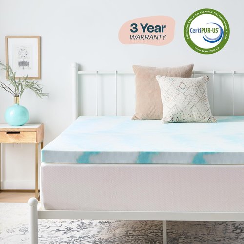 Linenspa 3 Inch Gel Memory Foam Mattress Topper - Queen Size, Cooling & Pressure Relieving, CertiPUR Certified