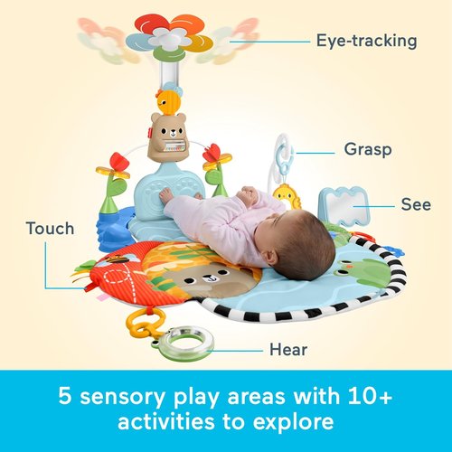 Fisher-Price 3-in-1 Kick & Sway Gym - Sensory Baby Play Mat for Newborn Development | Ages 0+ Months